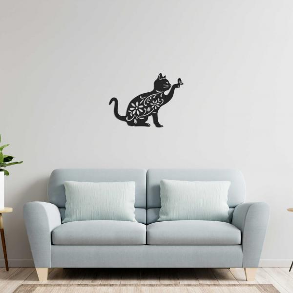 Decoratiune perete - Pisica cu fluture 