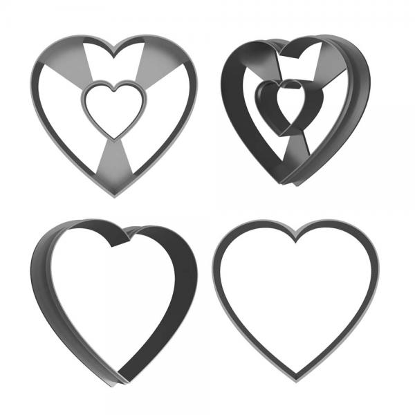 Set 2 decupatoare pentru fursecuri linzer in forma de inima